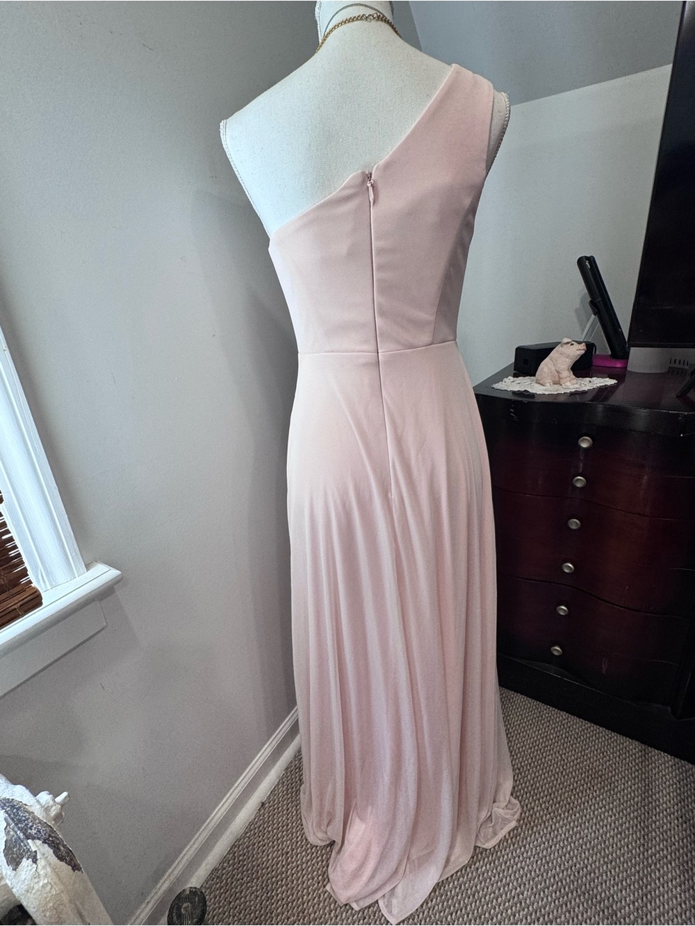 Azazie One-Shoulder Pale Pink Evening Gown - Picture 3 of 10